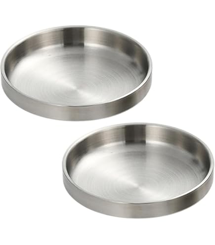 2 stuks kattenvoerbak plat multifunctioneel, roestvrijstalen voerbak kat, kattenvoerbakken metaal 304, voerbak kat valbestendig, gemakkelijk te reinigen
