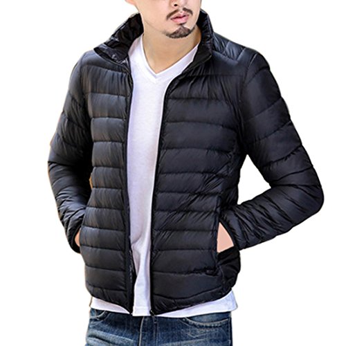 Vertvie Herren Ultraleichte Wattierte Jacke Steppjacke Winterjacke bergangs Jacke mit Stehkragen (M, Schwarz)