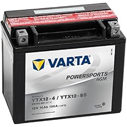 Varta 549645 Powersports AGM Batería de Motocicleta, 12V, 10 Ah, YTX12-BS