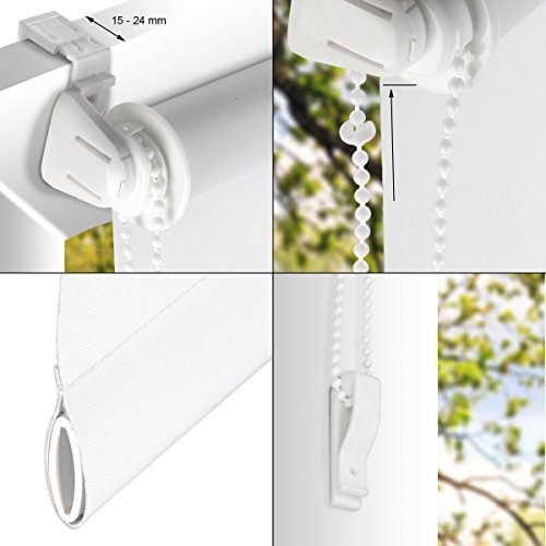 ECD Germany Verdunkelungsrollo 45 x 150 cm Blau mit Sternen Klemmfix ohne Bohren für Sonnen- und Sichtschutz inkl. Befestigungsmaterial EasyFix Rollo Klemmrollo - 5