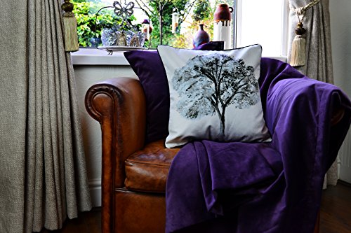 Wald Tree Sofakissen mit Polyesterfüllung – Printed Weich Samt Schwarzweiß 40 x 40cm - 5