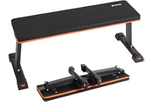 Panana Foldable Weight Bench for Home Gym, Heavy Duty Flat Workout Bench 450lbs Capacity, Multifunctional Exercise Bench for Full Body Strength Training, Space Saving