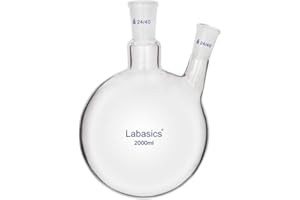 Labasics Glass 2000ml 2 Neck Round Bottom Flask RBF, with 24/40 Center and Side Standard Taper Outer Joint (2000ml)