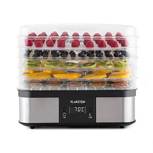 Klarstein Valle di Frutta Dörrgerät Dörrautomat (5 Etagen mit je 32 x 25 cm Trockenfläche, 250 Watt, einstellbare Temperatur, Timer, Edelstahl-Gehäuse) silber - 3