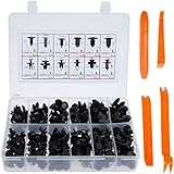 Lictin 240 Pzas Clip Remaches Negro Universales de Plastico Nylon Para Coche, Set de Retenedores Surtidos, La Mayoría de Herramienta de Palanca 4 Pzas Plastico Panel Tapizado, Con Herramienta de Desmontar