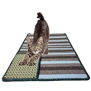 Mats Avenue Cat Sleeping Mat Soft Synthetic Wool and Rubber Backing with Embedded Sisal Scratcher with Rubber Backing and Wool End Locking (40X60CM) for Tom Cat and Molly Cat