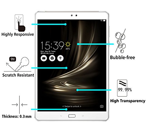 Asus ZenPad 3S 10 Panzerglas Schutzfolie, iVoler® Panzerglasfolie folie Displayschutzfolie Hartglas Gehärtetem Glas DisplayPanzerglas Schutzfolie Displayschutz Tempered Glass Screen Protector für Asus ZenPad 3S 10 – 0,3mm Dünn, 9H Härtegrad, 2.5D Abgerundete Kanten – [Kratzfest][Hohe Transparenz] [Fingerabdruck-frei][Blasenfrei]-Lebenslange Garantie - 2