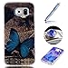 Produktbild Etche Samsung Galaxy S6 Edge TPU Schutzhülle, Laser Reflect Blue Light Case für Samsung Galaxy S6 Edge, Transparent Frame Silikon Handyhülle für Samsung Galaxy S6 Edge,Premium Slim TPU Gel Soft Back Cover Zurück Schutzhülle Tasche für Samsung Galaxy S6 Edge + 1x Glitzer Staub Stecker + 1x Blau Eingabestift(blau Schmetterling)