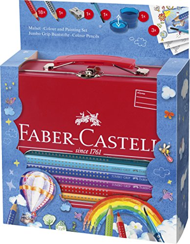 Faber-Castell 201312 Malkoffer Jumbo Grip 18 Buntstifte, Bleistift, Pinsel und Wasserbecher - 2