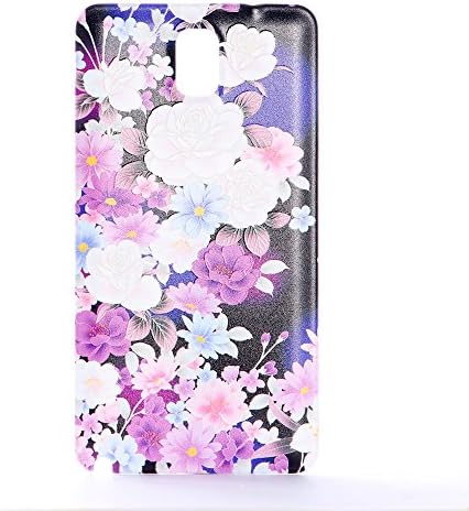 CXMALL Samsung Galaxy NOTE 3 Replacement Back Cover, Embossed Pattern Premium Plastic Housing Battery Back Cover for Samsung Galaxy NOTE 3 III N9000 N9005 (Purple Roses)