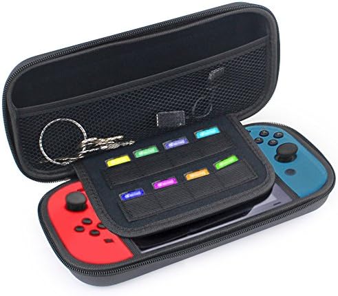 FanTEK Case for Nintendo Switch, Travel Carrying Hard Shell Zipper Storage Bag Protective Pocket with Non-slip Grip Handle for Nintendo Switch 2017, Black