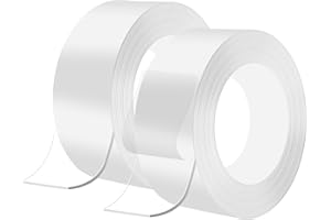 SLETIE 2 Pack Nano Double Sided Tape, 3m x 2cm x 1mm Multi-Functional Transparent Reusable Nano Adhesive Tape, Washable Traceless Strong Gel Tape for Carpet, Photos Wall, Posters, Kitchen, Party