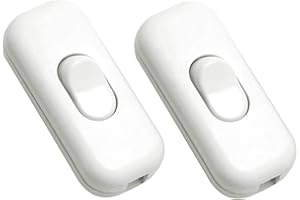 ZHDWC Inline Light Switch, 2-Pack 250V 6Amp Push Button Switch, White