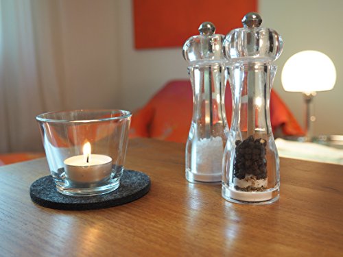 FILU Filzuntersetzer rund 8er Pack (Farbe wählbar) dunkelgrau – Untersetzer aus Filz für Tisch und Bar als Glasuntersetzer / Getränkeuntersetzer für Glas und Gläser - 2