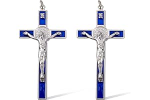 DICOSMETIC 2 pezzi 10,6 x 5,35 cm piccola croce da parete in lega smaltata, crocifisso San Benedetto, croce cattolica cristiana