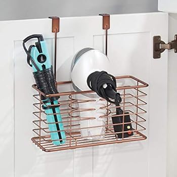 mDesign Fönhalter ohne Bohren – Fön Aufbewahrung im Gitterkorb mit