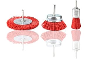 Anlayliay 3 Piece Nylon Filament Abrasive Wire Brush Wheel & Cup Brush Set with 1/4 Inch for Removal of Rust/Corrosion/Paint