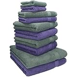 Betz Juego de 10 toallas Classic 100% algodón de color: morado y gris antracita