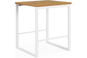 ‎B&D HOME B&D home Bartisch ARNE | Bistrotisch Stehtisch Tresentisch Esstisch mit weißem Gestell für Esszimmer, Küche, Partyraum | Landhaus Design | Wildeiche Optik, 80 x 80 x 95 cm, 13102-80