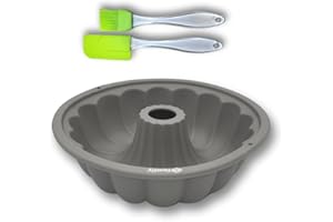 DRB DERABO Molde silicona bizcocho para horno y freidora de aire, moldes para cocinar y hornear tartas, bizcocho y dulces, apto para air fryer, incluye una espátula y un pincél de silicona (BIZCOCHO 24cm)