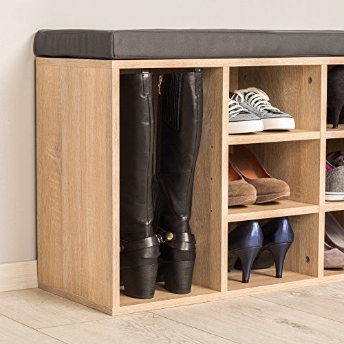 TecTake Schuhschrank Schuhregal mit Sitzkissen | 103,5 x 48 x 30 cm | Eiche - 4