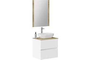 Baikal Conjunto de Mueble de baño Duo, Incluye Lavabo. Mueble Suspendido en Pared con Lavabo cerámico. Varios Acabados y Medidas. Mueble MONTADO.