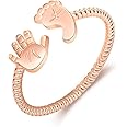 BOSONS For Mother -You are Going To Make a Wonderful Mama Baby Palm and Feet Ring, Adjustable Open Gold Baby Foot and Hand Rings, Statement Mothers Rings for Women Girls