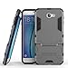 Produktbild COOVY® Cover für Samsung Galaxy J7 Prime SM-G610Y /Duos SM-G610F / DS / On7 Bumper Case, Doppelschicht aus Plastik + TPU-Silikon, extra stark, Anti-Shock, Standfunktion | Farbe grau