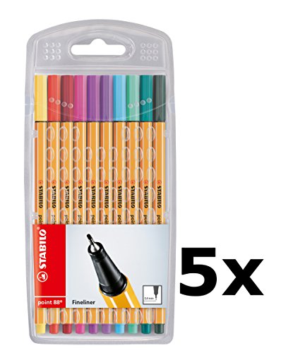 Preisvergleich Produktbild Fineliner - STABILO point 88 / / 10 Farben (5x 10er Pack) (Bunt)