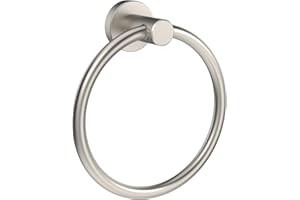 WZRUA Towel Ring Hand Towel Holder Wall Mounted, Brushed Nickel SUS304 Stainless Steel Modern Rustproof Towel Holder for Bathroom(Round Base)