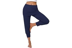 Terecey Pantalon Sarouel Femmes Taille Haute Pantalon de Yoga Femme pour Pilate Hippie Yoga Sport Danser avec Jupe Court