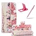 Produktbild iPhone SE Handyhülle Brieftasche Lederhülle Case,Bookstyle Magnet PU Leder Standfunktion Kompletter Schutz Kartenfach Wallet Cover für iPhone 5S,Herzzer Mode Gute Qualität [Blumen Kätzchen Muster] Schutztasche Schutzhülle Handyschale Hülle Flip Case Cover für iPhone SE/iPhone 5/5S + 1 x Frei Rosa Handy Halterung Ständer + 1 x Frei Rosa Touch Pen Stift Stylus