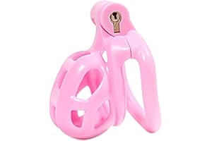 SeLgurFos CB-V2.0 Keuschheitsgürtel Set Rosa Peniskäfig mit 4 Größen Curved Cockringe Abstinenz SM Bondage Chastity Cage Sexs
