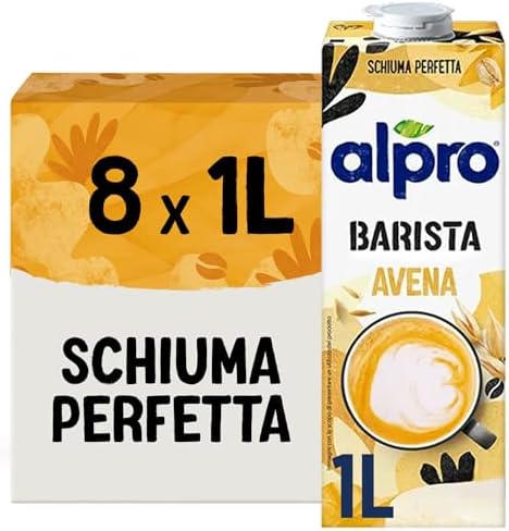 ALPRO BARISTA, bevanda all'AVENA, Alternativa Vegetale al Latte, Naturalmente Senza Lattosio, Ideale con il Caffè (8 confezioni x 1 Litro)