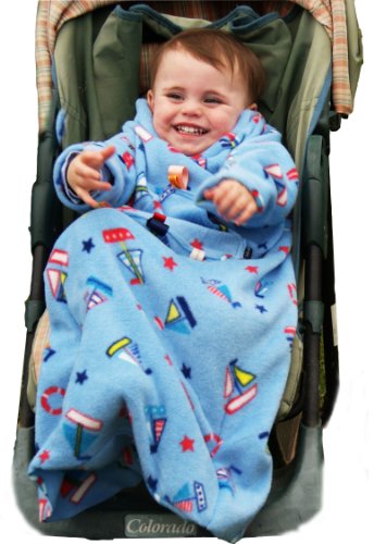 POP-ON Sleeved Blanket to fit 1-3 years for Buggies, Pushchairs and Car Seats. YACHTS