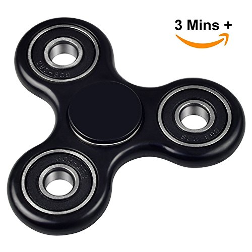 Red-kid Tri Spinner Fidget Toy for ADHD, Stress and Anxiety Relief - EDC Office Toy, Super Fast Long Spins - Customized Si3N4 Hybrid Ceramic Center, Injection Molded (3D) - Black