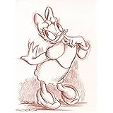 Original Rötelzeichnung auf Zeichenkarton: daisy Duck / 24x32 cm