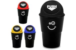 GOODIZ Mini Car Bin Cupholder, Small Plastic Compact Durable Dust Bin With Lid, For Trash Rubbish Waste Storage, For Car, Office, Van, Desktop, Lorry