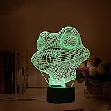 3D luz de noche forma de la rana color de la luz de la noche decoración de escritorio lámpara...