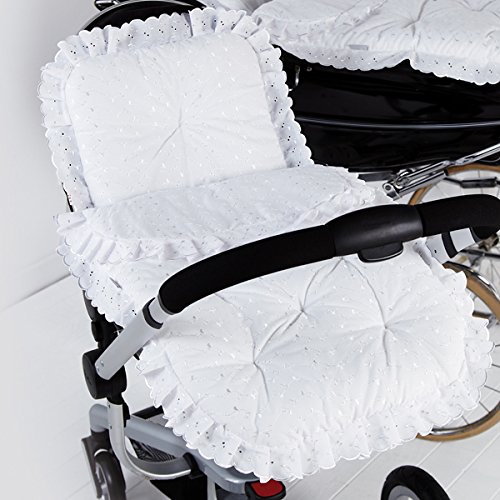 Clair de Lune Broderie Anglaise Continental Pram Set, White