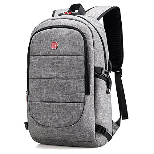 BestoU mochila para portatil hombre 15.6 pulgadas mochilas antirobo impermeable casual usb laptop backpack para senderismo para trabajo diario (Gris)