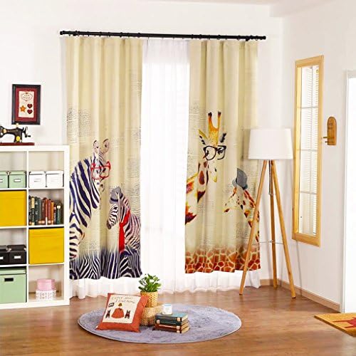 Yujiao Mao Blackout Curtains Cartoon Animals Printed Kids Curtain