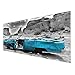 Produktbild Forex Fine Art Print - Wandbild Türkiser Cadillac - Panorama Quer, Größe HxB:40cm x 100cm