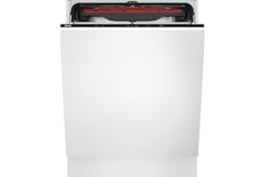 AEG 5000 Series Integrated Dishwasher AirDry Technology FSB54907Z, 60cm, 14 Settings, (Db) 44, Delay Start, Inverter Motor, Height Adjustable Basket, Touch Control, Built-In 820-900x600x550mm, Class C