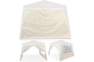 Deuba 2X Paredes Laterales Crema para Pabellon de Jardin Cenador 3x3m Impermeable Pared con Ventana