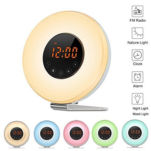 Preisvergleich Produktbild Wake Up Licht, Lichtwecker Wecker Sonnenaufgang Simulation Dämmerung Fading Nachtlicht mit Natur Sounds, FM Radio, Touch Control und USB Ladegerät