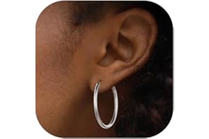 ChicSilver Plata de Ley 925 Pendientes Aros Mujeres Finos 15/20/30/40/50/70 MM Aretes Planos Hipoalergénicos Oreja Joyerías Deliciosas Regalo