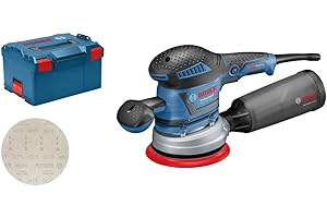 Bosch Professional ponceuse excentrique GEX 40-150 (avec boîtier collecteur, ⌀ de plateau de ponçage 150 mm, disque abrasif réticulé M480, tournevis coudé, L-BOXX)