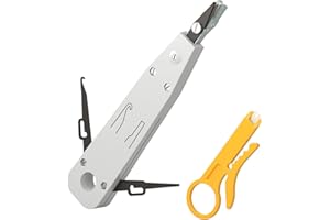 iwillink Punch Down Tool with Wire Stripper Combo, Professional Ethernet Krone Tool for RJ45 Socket Cat5/Cat6/Cat7 & Telephone Cable, Impact IDC Network Punchdown Tools(with Hook Blade)