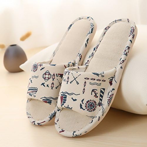 CWAIXXZZ plush slippers Autumn and Winter home stay with a linen slippers female four seasons couples cotton cloth, the bedrooms are furnished with wooden floors and soft, non-slip the shoes men and ,44-45( suitable for normal wear 43-44), Haitian (male)